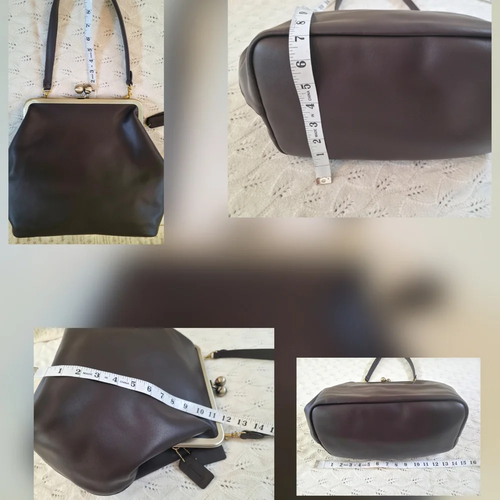 Large Kisslock bag in Chocolate Brown-New without tag - Picture 9 of 12